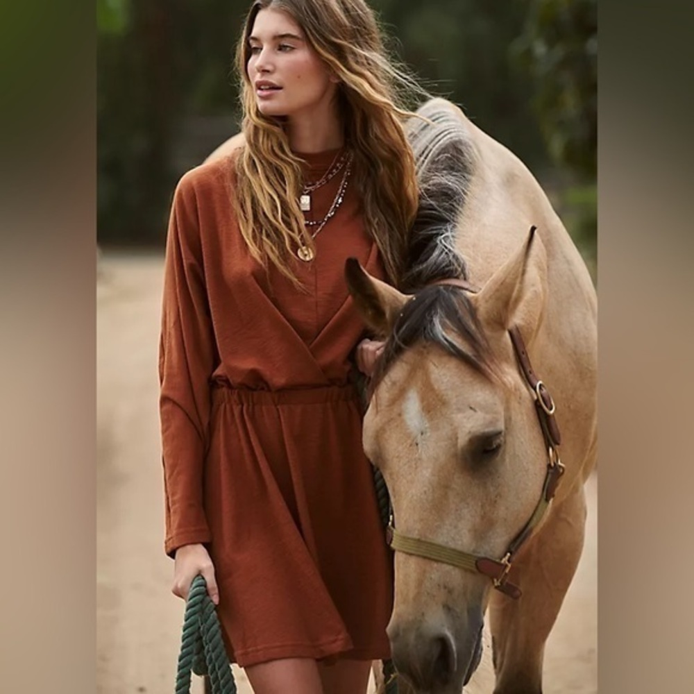 NWOT FREE PEOPLE Beach Santa Maria Mini Dress spiced brown